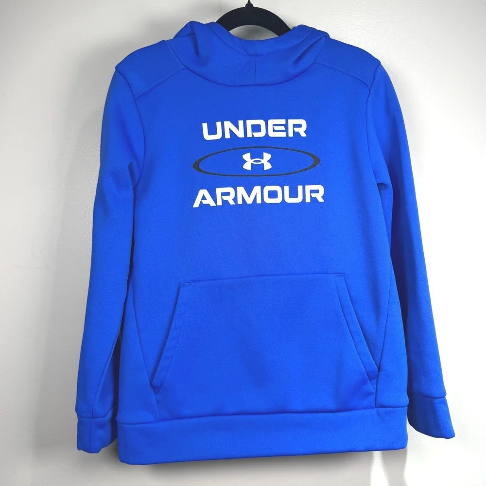 Under Armour Royal Blue Fleece Logo Hoodie Sweatshirt Boys S Athletic Athleisure